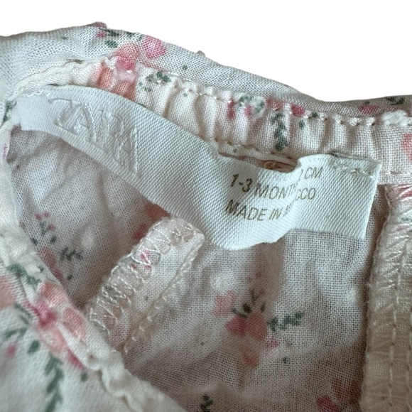 Zara Light pink floral Bodysuit Long Sleeve Lightweight Dotted Baby Girl 1-3M - Picture 4 of 6